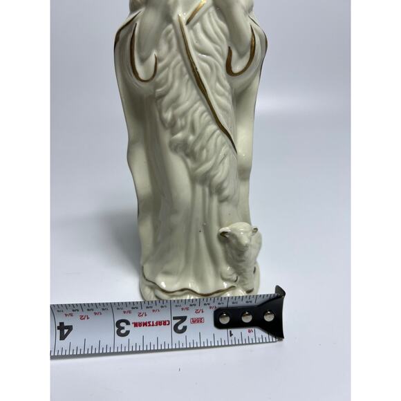 Joseph with Lamb Statue White & Gold Replacement Nativity - Picture 6 of 8